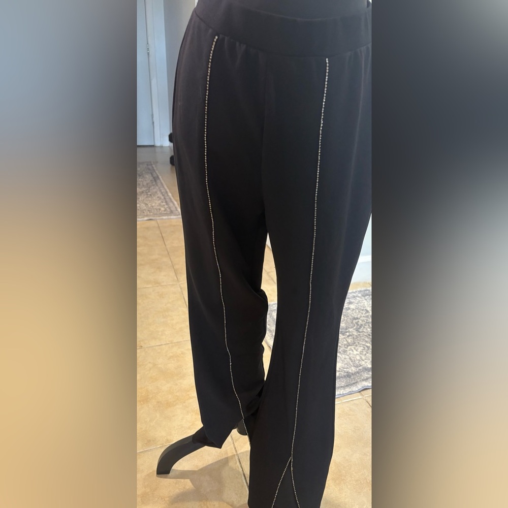 Black Polyester pants with bling